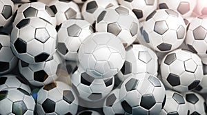 Blank white soccer ball stack mock up, top view photo