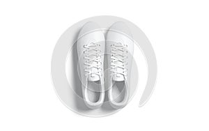 Blank white soccer boots pair mockup, top view