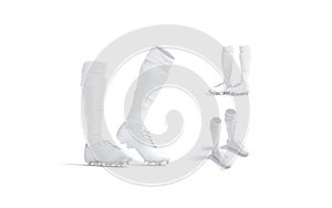 Blank white soccer boots with socks mockup, different views photo