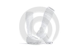 Blank white soccer boots with socks toe mockup, isolated