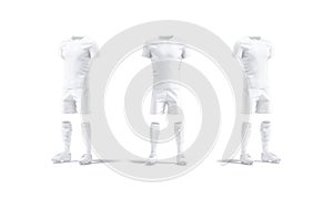 Blank white soccer uniform with t-shirt, short, socks, boots mockup