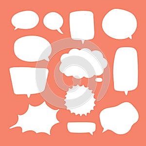 Blank white speech bubbles. Thinking balloon talks bubbling chat comment cloud comic retro shouting voice shapes.