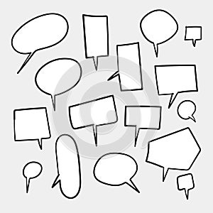 Blank white speech bubbles. Thinking balloon talks bubbling chat comment cloud comic retro shouting voice shapes.