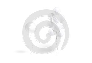 Blank white sphere balloon single and bouquet mockup, front view