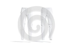 Blank white sport pants mockup, front and back view