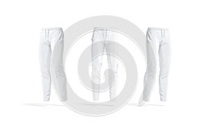 Blank white sport pants mockup, front and side view