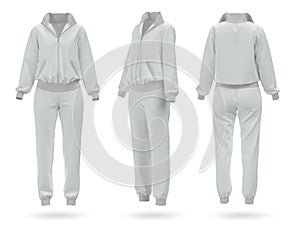 Blank white sport tracksuit. 3d rendering.