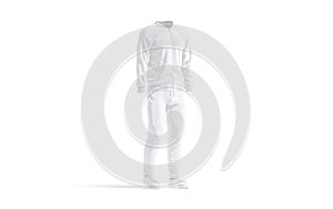 Blank white sport tracksuit with bomber, pants and sneakers mockup