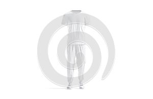 Blank white sport uniform with t-shirt and sweatpants mockup, isolated