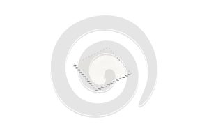 Blank white square postage mark mock up, side view, isolated