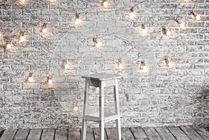 Blank white stool against the backdrop