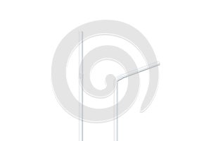 Blank white straight and bended straw mockup, top view