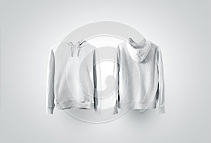 Blank white sweatshirt mockup set, front and back side view photo