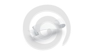 Blank white swirl banderole mockup isolated, side view