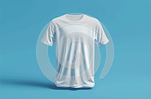 Blank white t-shirt, front isolated on blue background photo