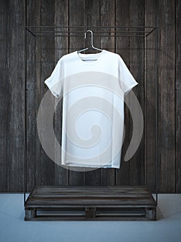 Blank white t-shirt on hanger . 3d rendering