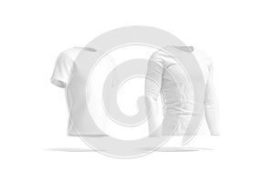 Blank white t-shirt and longsleeve mock up, side view