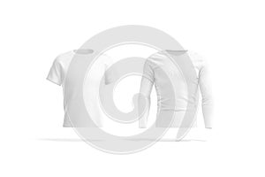 Blank white t-shirt and longsleeve mockup, front view