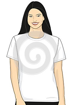 Blank White T-shirt Model Woman 3