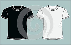 Blank white t-shirt template vector and t-shirt mock-up design