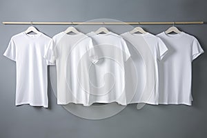 Blank white t-shirts display on hanger photo