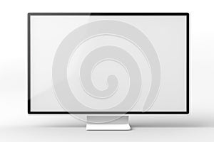 Blank White Technology: Modern Computer Display Screen LCD Black Monitor Digital Design Flat Television Wide