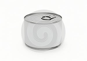 Blank white tin can with pull tab on white background