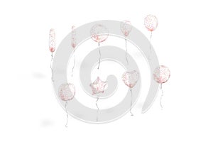 Blank white transparent balloon with confetti mockup, different shapes photo