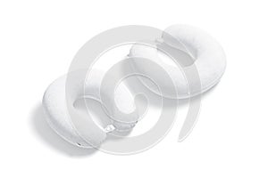 Blank white travel pillow mockup, side back view