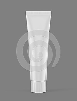 Blank white tube mockup for cream, tooth paste, gel. Empty cosmetic paste plastic packaging