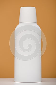 The blank is a white, unbranded shampoo bottle