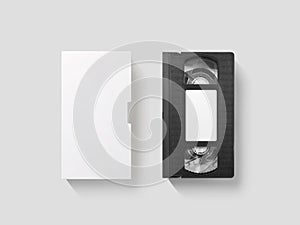 Blank white video cassette tape mockup, top view, clipping path