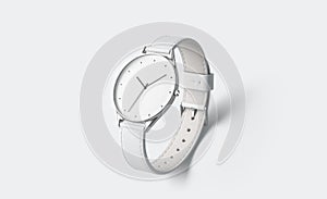 Blank white watch with wristlet mockup, isolated