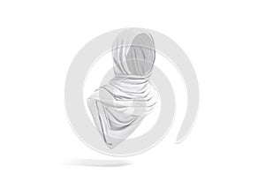 Blank white woman muslim hijab mockup, half-turned view