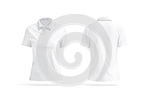 Blank white women polo shirt mockup, front and back view