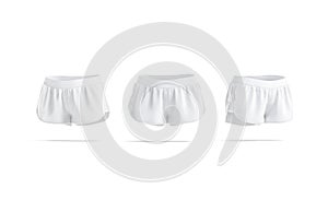 Blank white women shorts mockup, front and side view