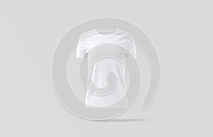 Blank white women t-shirt mock up, gray background