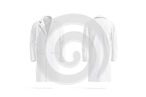 Blank white wool coat mockup, front and back view