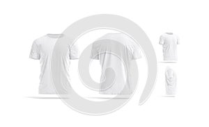 Blank white wrinkled t-shirt mock up, different views photo