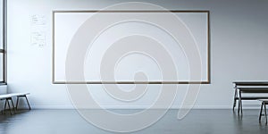 Blank whiteboard classroom interior