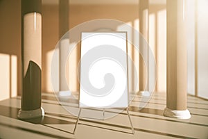 Blank whiteboard in interior