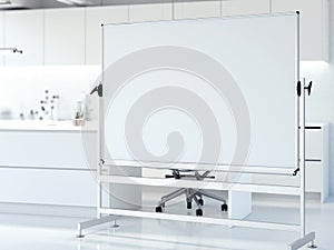 Blank whiteboard in modern laboratory interior. 3d rendering