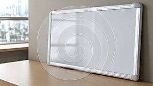 Blank whiteboard in an office ready for creative ideas