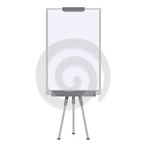Empty whiteboard is standing on a tripod on white background