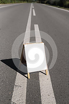 blank whiteboard on the road