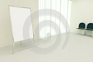 Blank whiteboard stand in interior