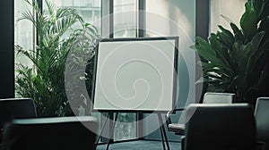Blank Whiteboard Template in Modern Conference Room Office