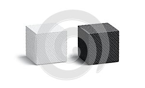 Blank wicker black and white cube mockup set