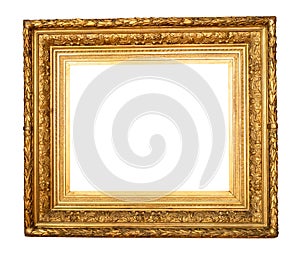 Blank wide carved old golden picture frame cutout