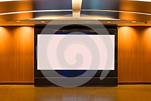 Blank wide monitors screens for advertising broadcasting on the panel with copy space for text business